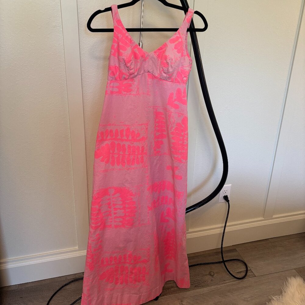 Vintage Otaheite Lahaina Hawaiian Maxi Dress Light and Bright Pink
